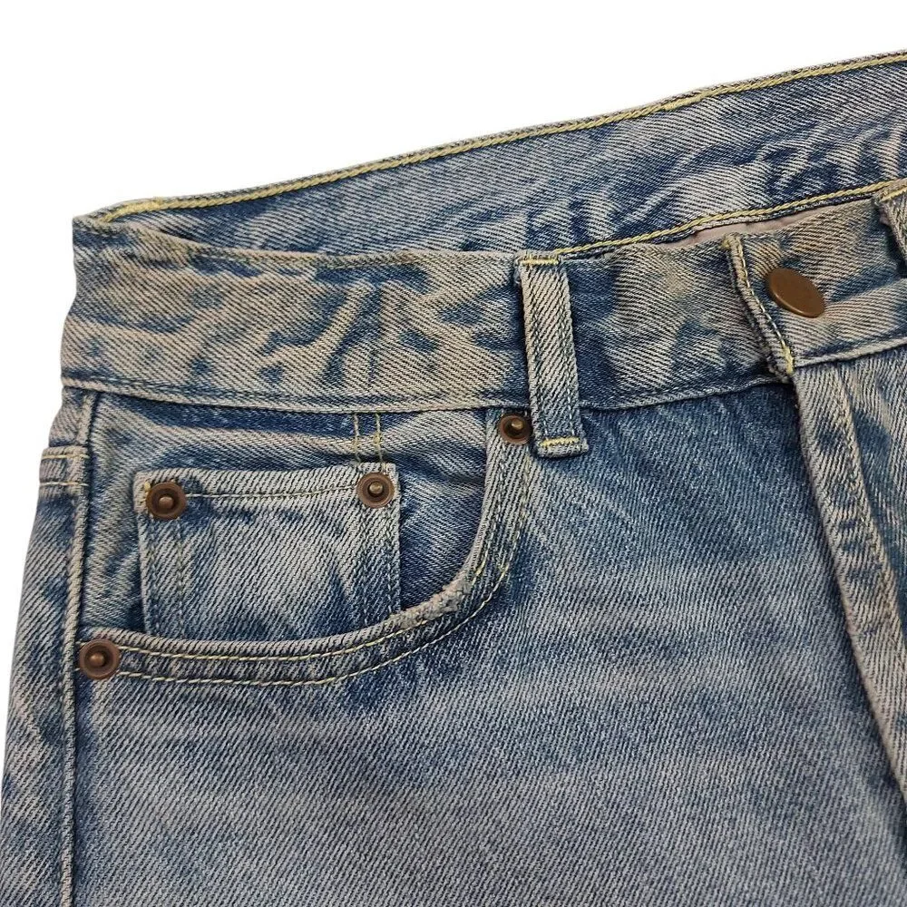 Fear of God Essentials Jeans Boys 8 Blue Whiskers Straight Leg Button Fly Cotton